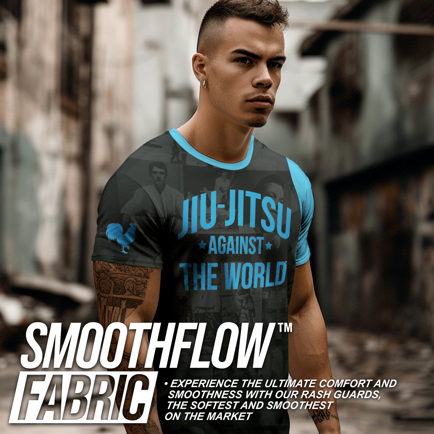 JIU JITSU AGAINST THE WORLD • Blue Belt Rash Guard