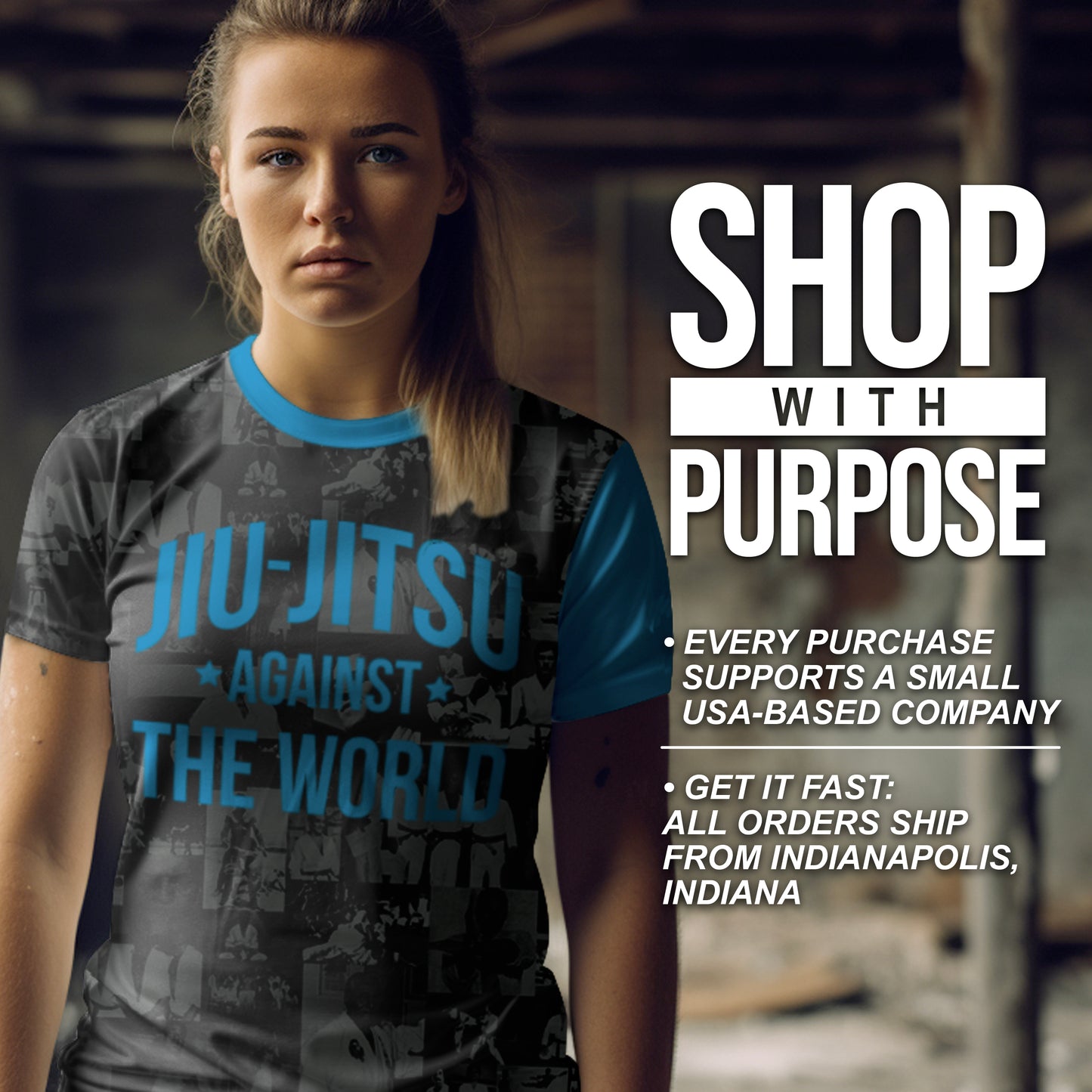 JIU JITSU AGAINST THE WORLD • Blue Belt Rash Guard