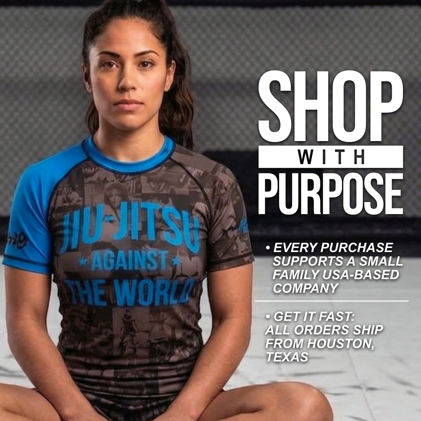 JIU JITSU AGAINST THE WORLD • Blue Belt Rash Guard