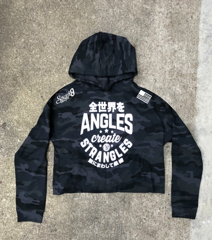 ANGLES CREATE STRANGLES • Crop Top Hooded Sweatshirt